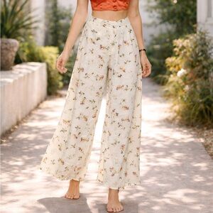 ASOS Wide Leg Floral Print Pants Bell Bottoms